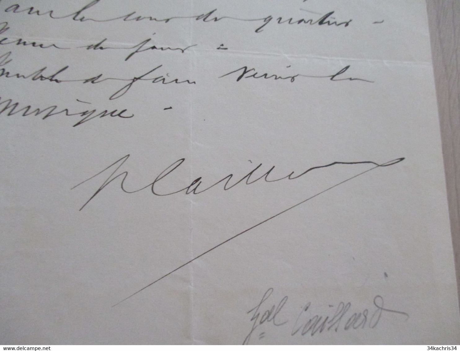 LAS Autographe Signée Générale Caillard Bourges 1899 Organisation Bataillon - Autres & Non Classés