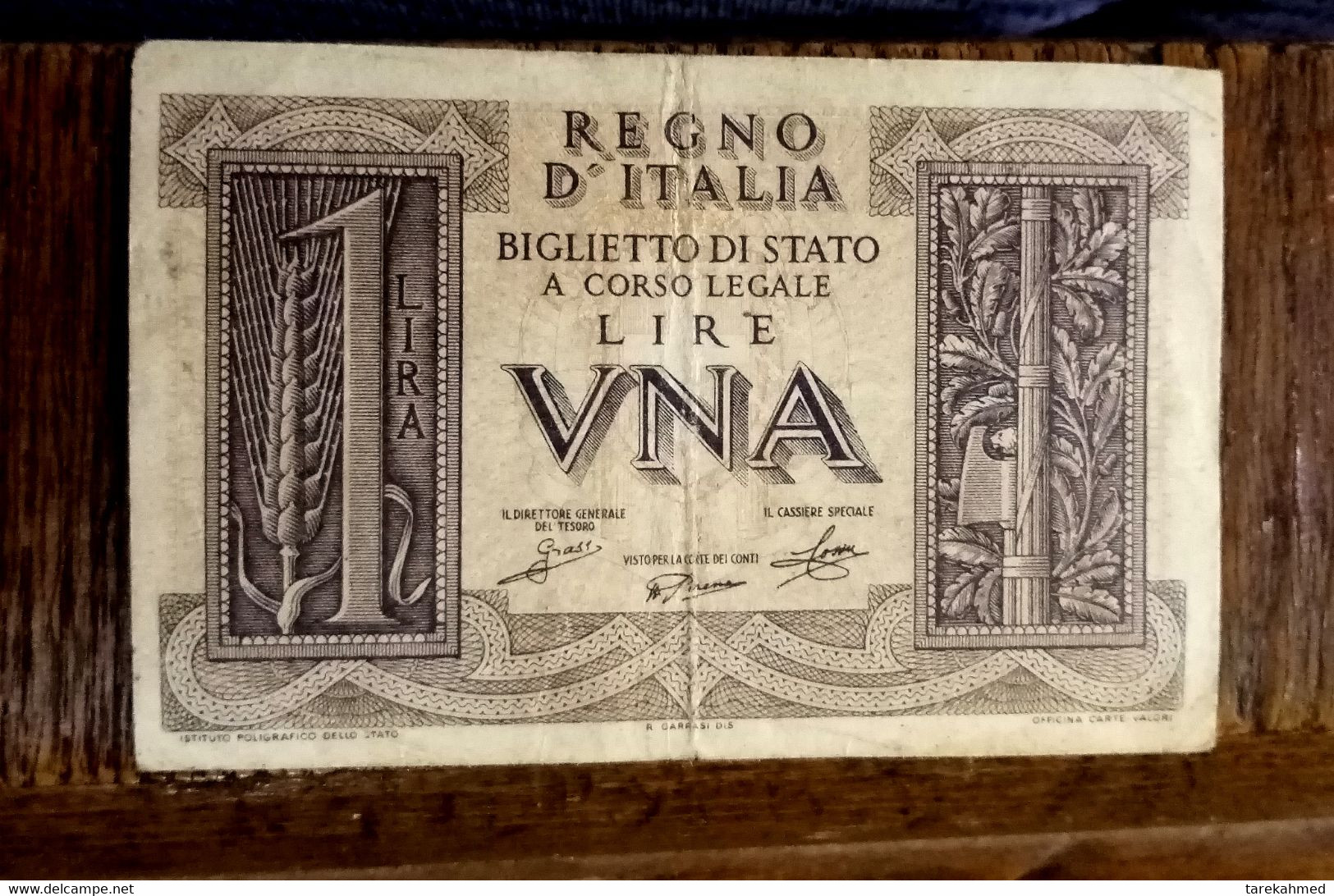 ITALY Banknotes 1 Lira 1939 F REGNO D'ITALIA Biglietto Di Stato . - Italia – 1 Lira