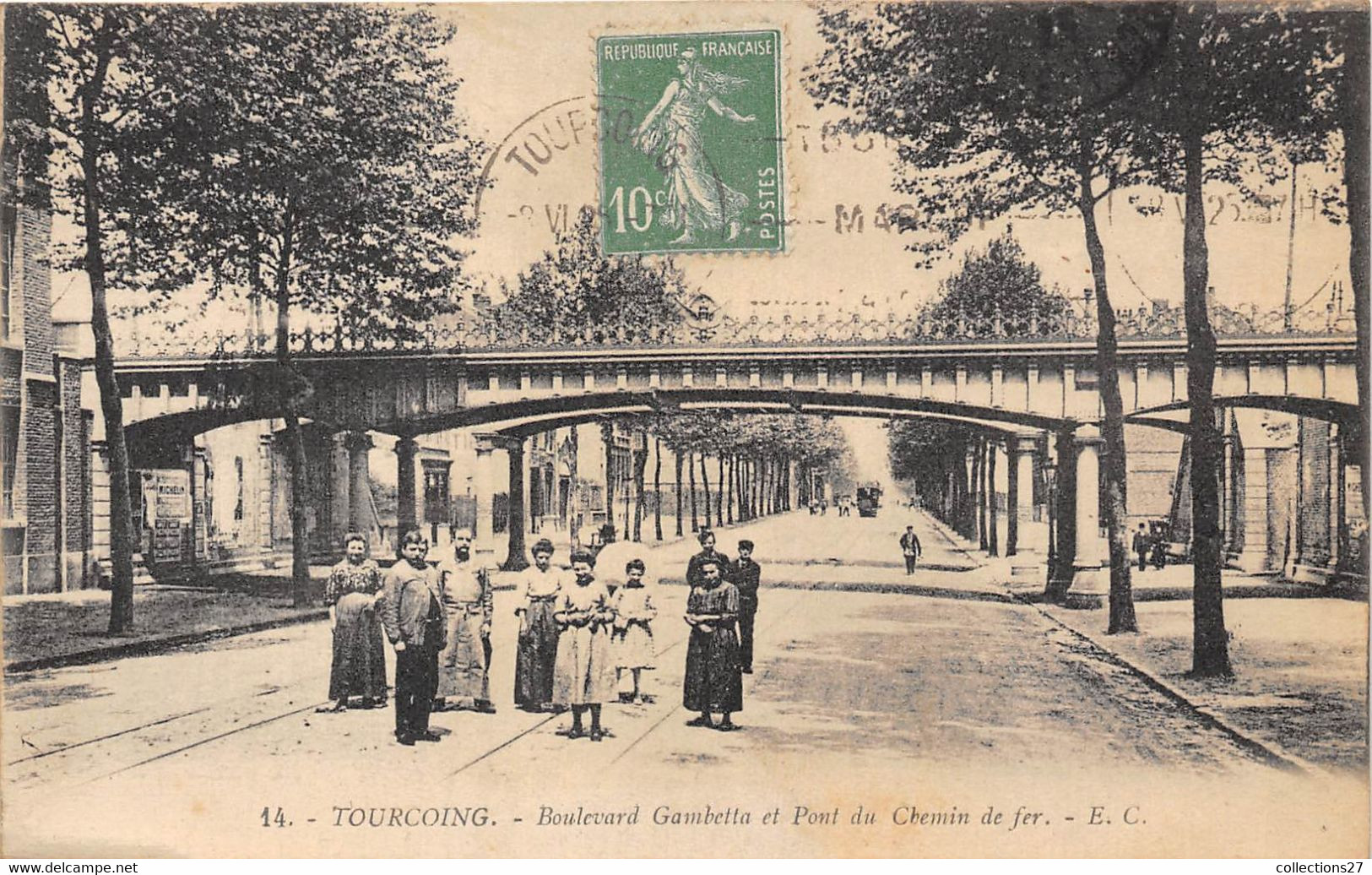 59-TOURCOING-BOULEVARD  GAMBETTA ET PONT DU CHEMIN DE FER - Tourcoing