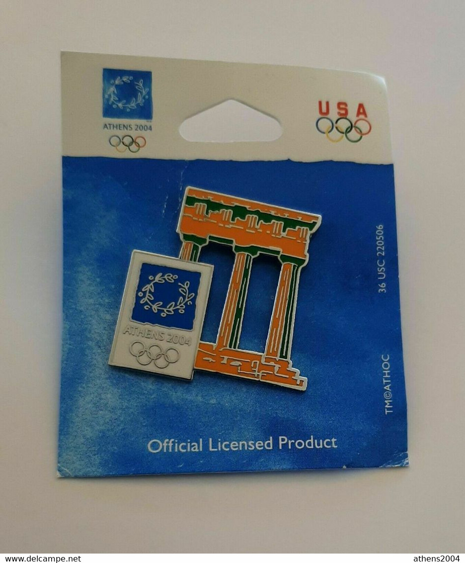 Athens 2004 Olympic Games - ANCIENT COLUMNS PIN With Backing Card - Jeux Olympiques
