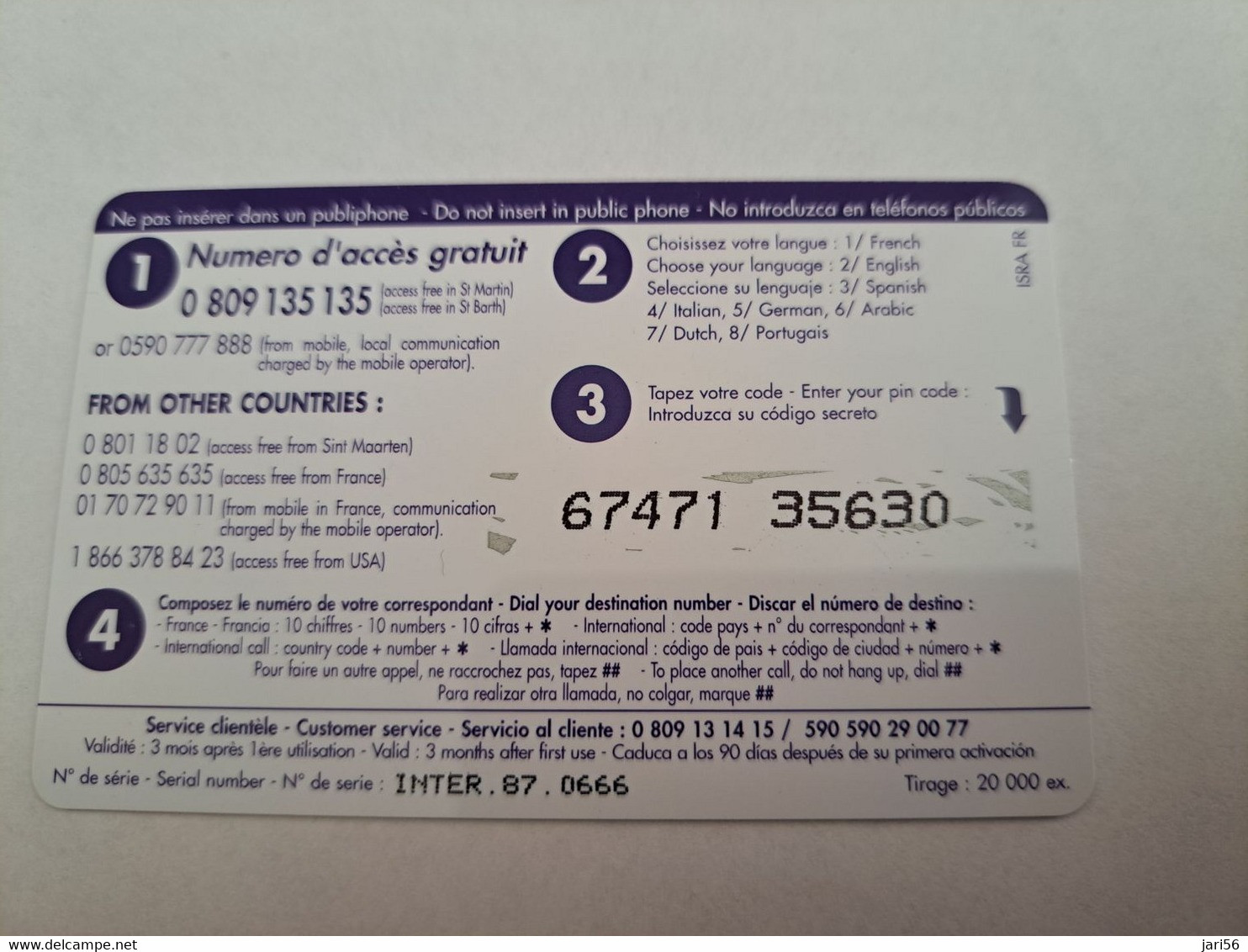 ST MARTIN / INTERCARD  8 EURO  FORT LOUIS MARIGOT          NO 087   Fine Used Card    ** 10788 ** - Antille (Francesi)