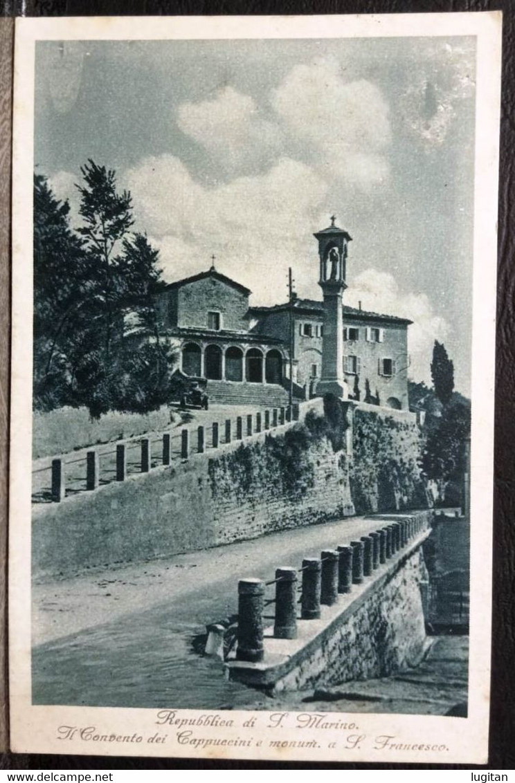 CONVEGNO FILATELICO 1933 SU CARTOLINA DI SAN MARINO RACCOMANDATA - IL CONVENTO DEI CAPPUCCINI E MONUMENTO - Storia Postale