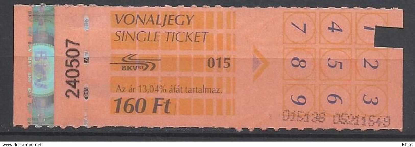 Hungary, Budapest, Single Ticket, 160 Ft. - Europa