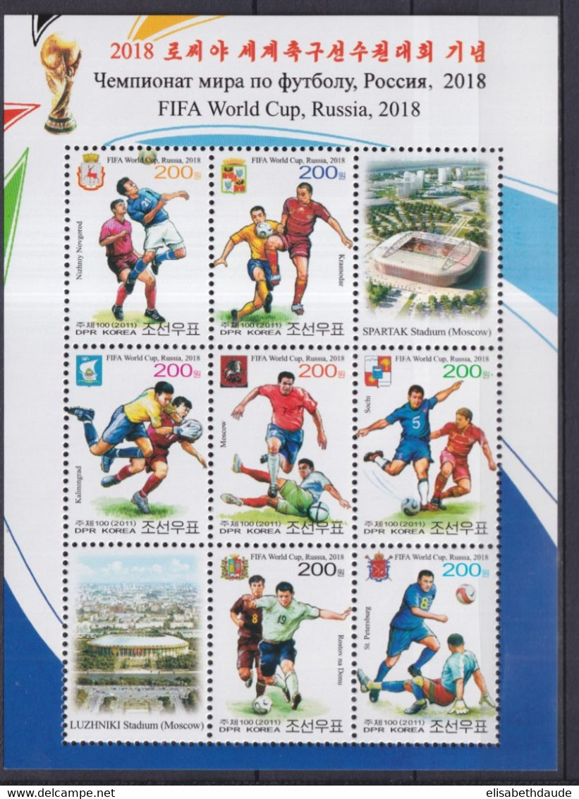 KOREA - 2018 - FOOTBALL - COUPE DU MONDE RUSSIE - RARE BLOC YVERT N° 612  ** MNH - Korea, North