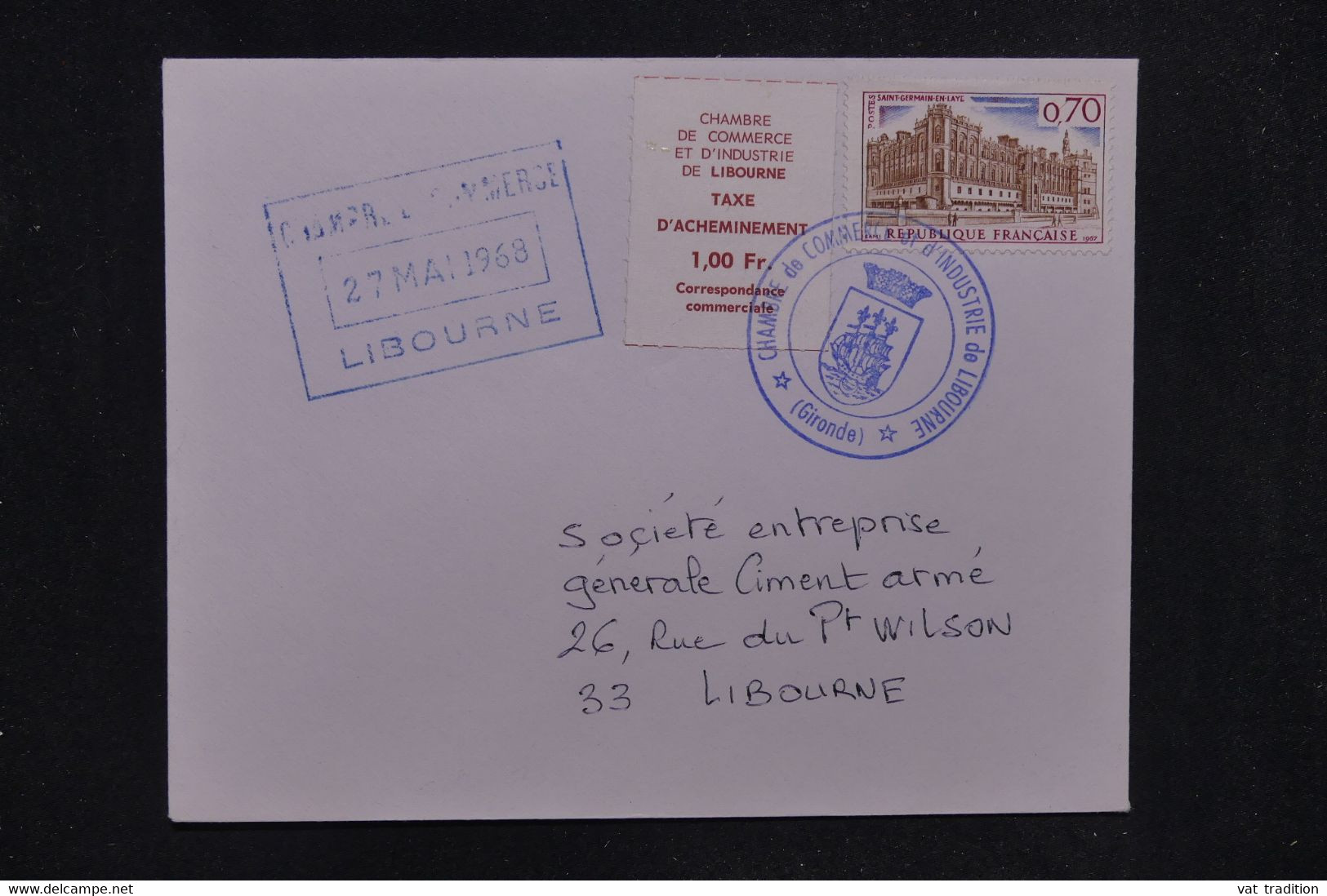 FRANCE - Timbre De Grève Des Postes De Libourne Sur Enveloppe En 1968 Pour Libourne - L 129847 - Documenten