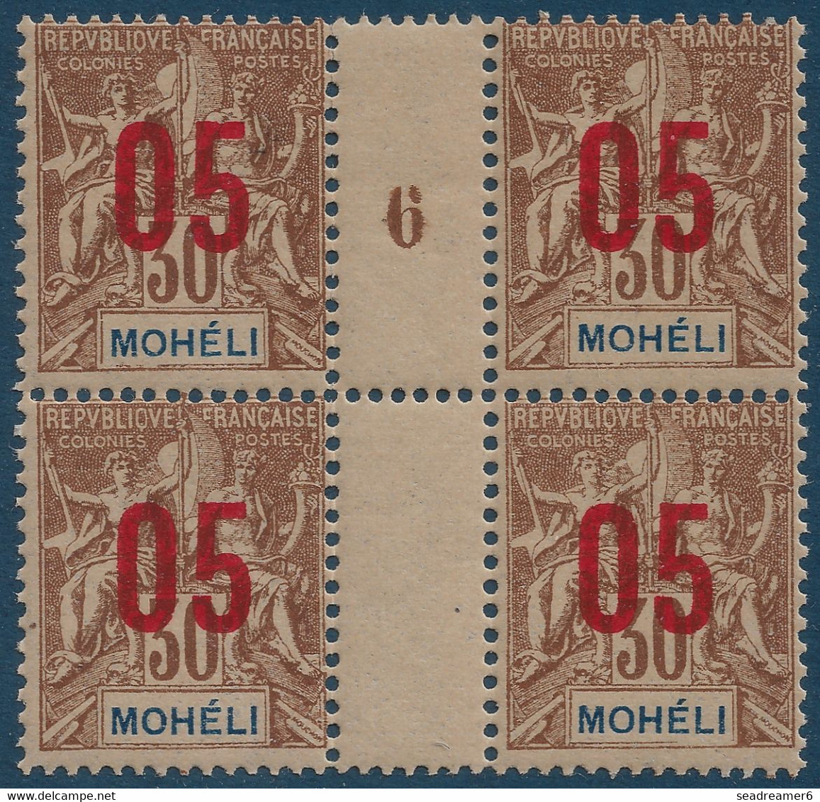 France Colonies Type Groupe Mohélie Bloc De 4 Millésime 6 N°19**/* Très Frais & TTB - Neufs