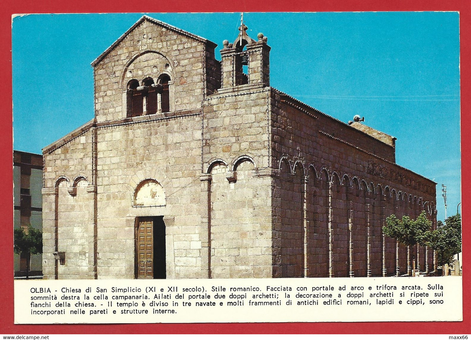 CARTOLINA NV ITALIA - OLBIA - Chiesa Di San Simplicio - 10 X 15 - Olbia