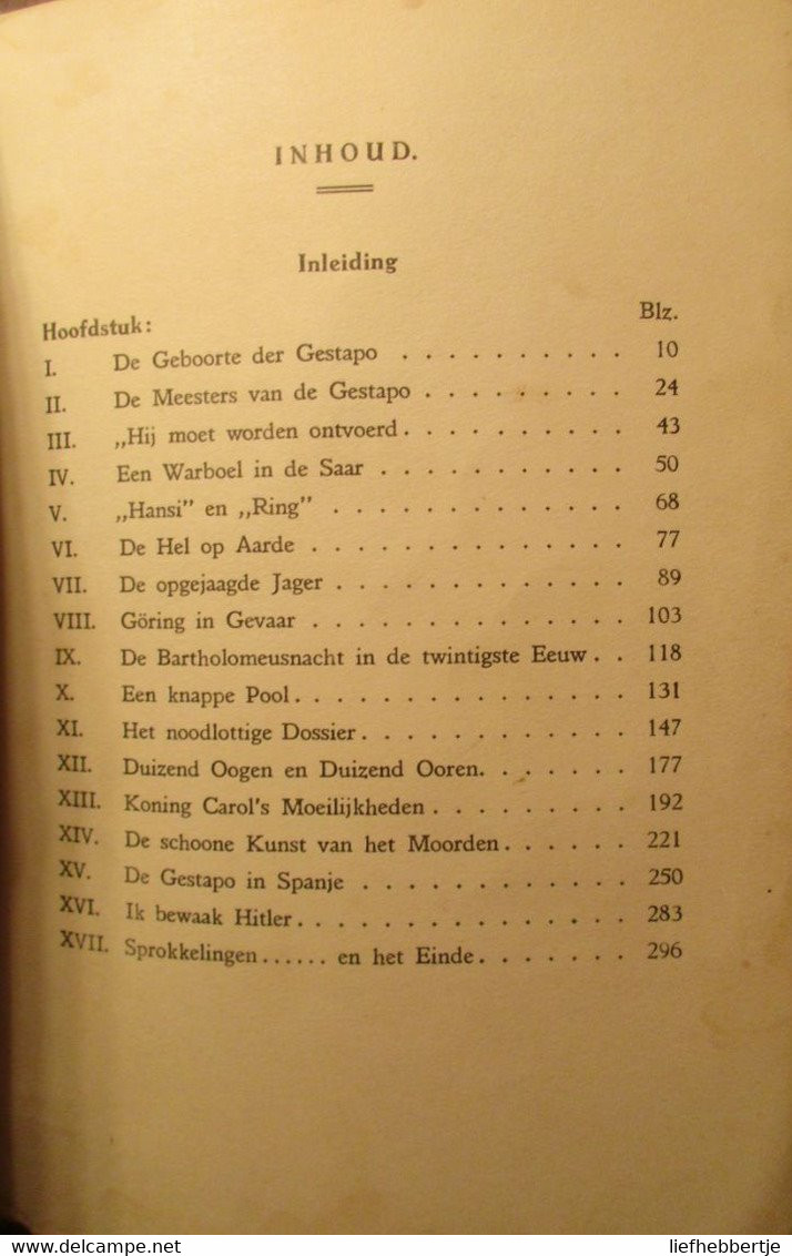 Onthullingen Over De Gestapo - Hitler's Schaduw Over De Wereld - Door H. Koehler - 1940 - Nazisme - War 1939-45