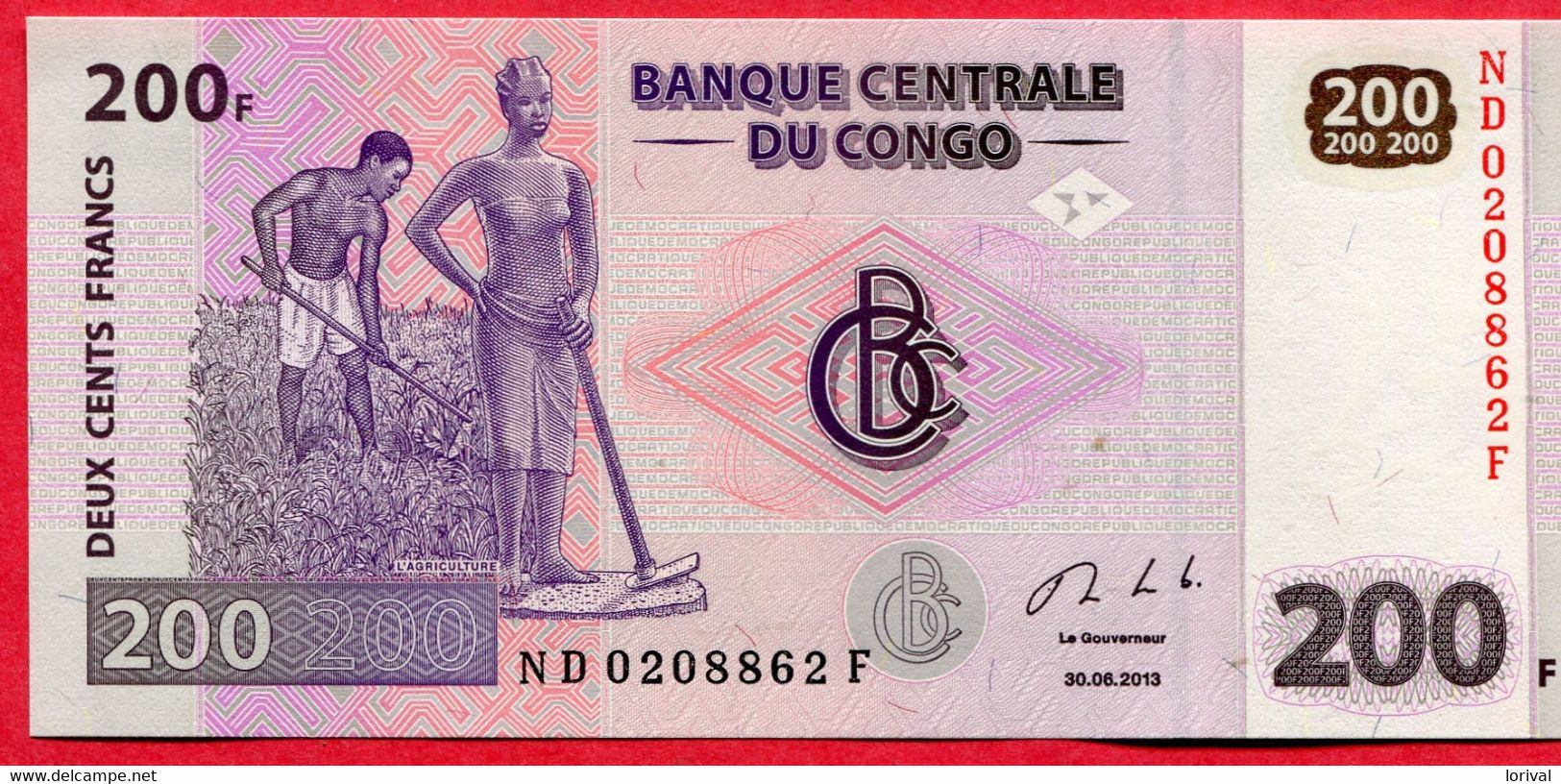 200 Francs 2013 Neuf 2 Euros - Congo (República Democrática 1998)