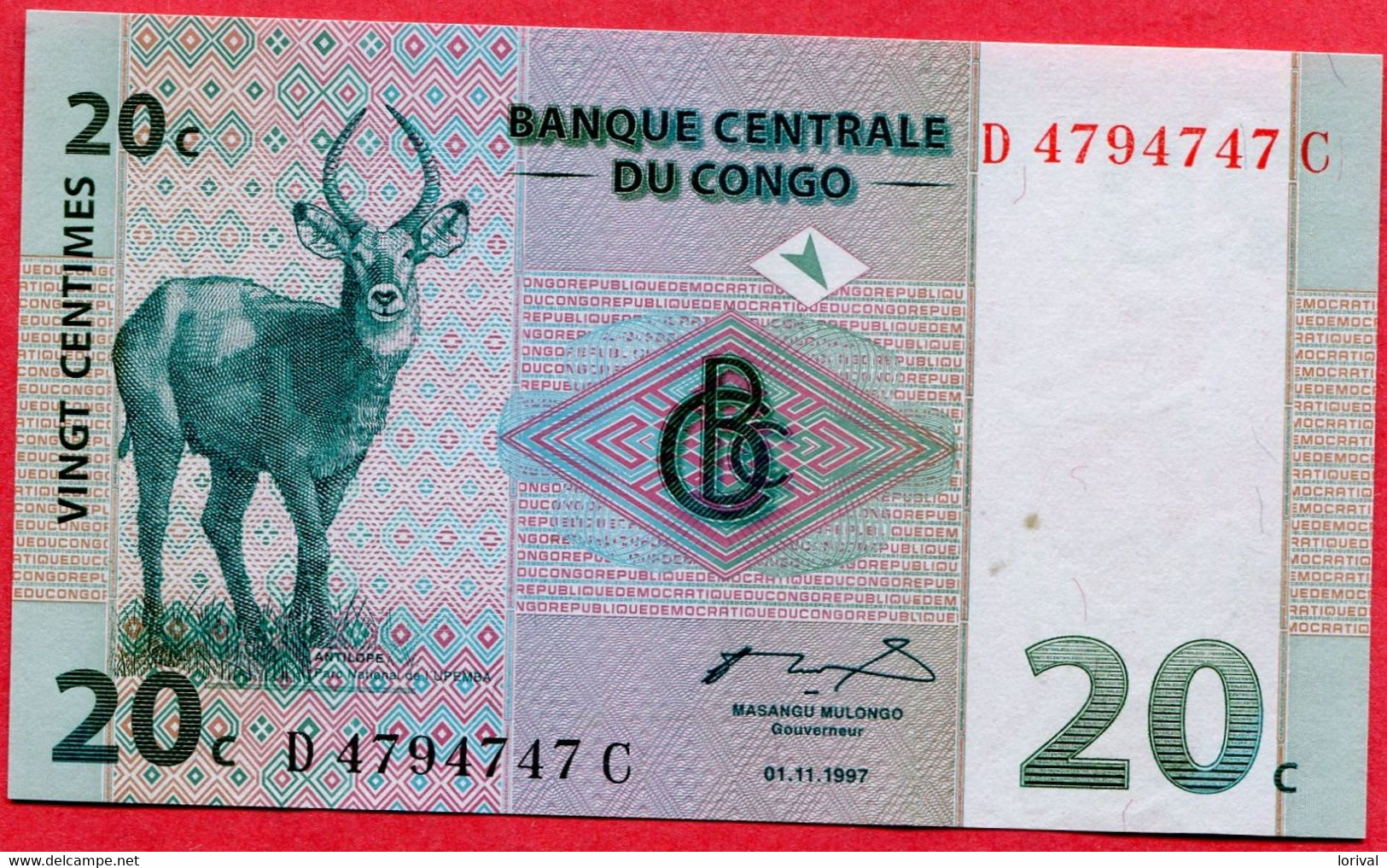 20 Centimes 1997 Neuf 2 Euros - República Del Congo (Congo Brazzaville)