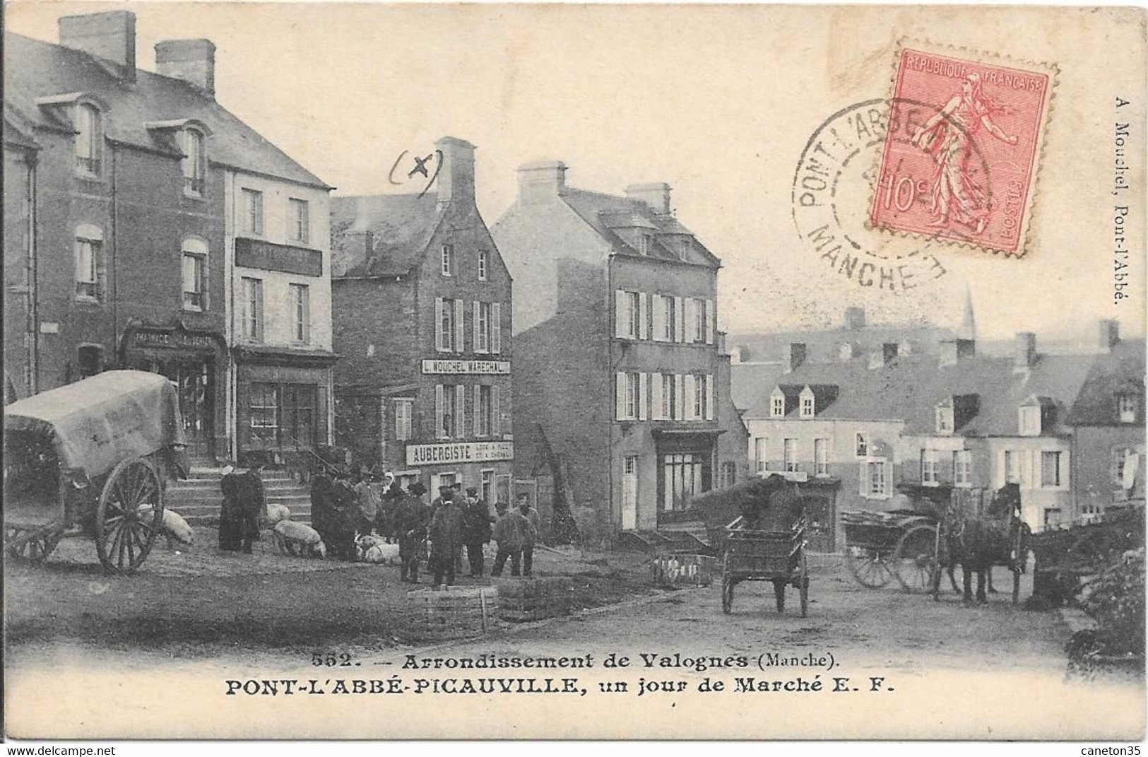 Pont L Abbe Picauville - Jour De Marché- Circulé - Sonstige & Ohne Zuordnung