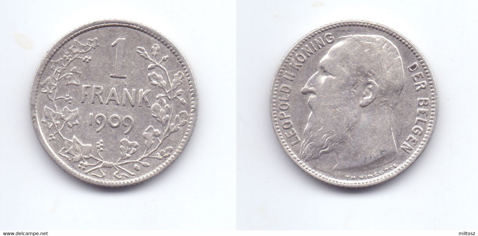 Belgium 1 Franc 1909 (legend In Dutch) Without Period - 1 Frank