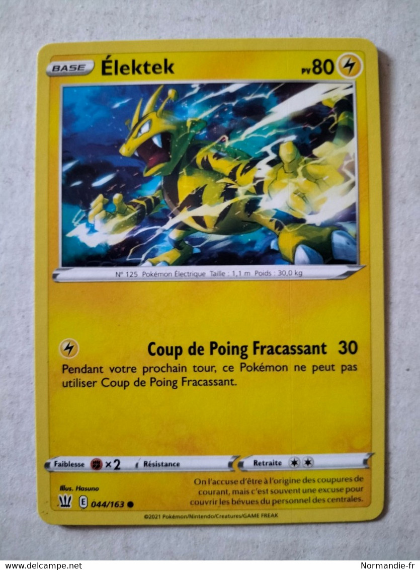 CARTE POKEMON ÉLEKTEK 80PV 044/163 SÉRIE ÉPÉE ET BOUCLIER STYLES DE COMBAT 2021 VF COMME NEUVE - Spada E Scudo