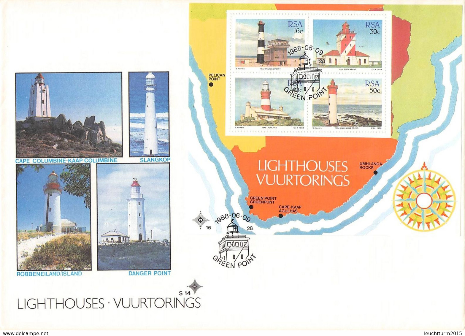 SOUTH AFRICA - FDC MINISHEET 1988 LIGHTHOUSES Mi #BL21 / YZ334 - FDC