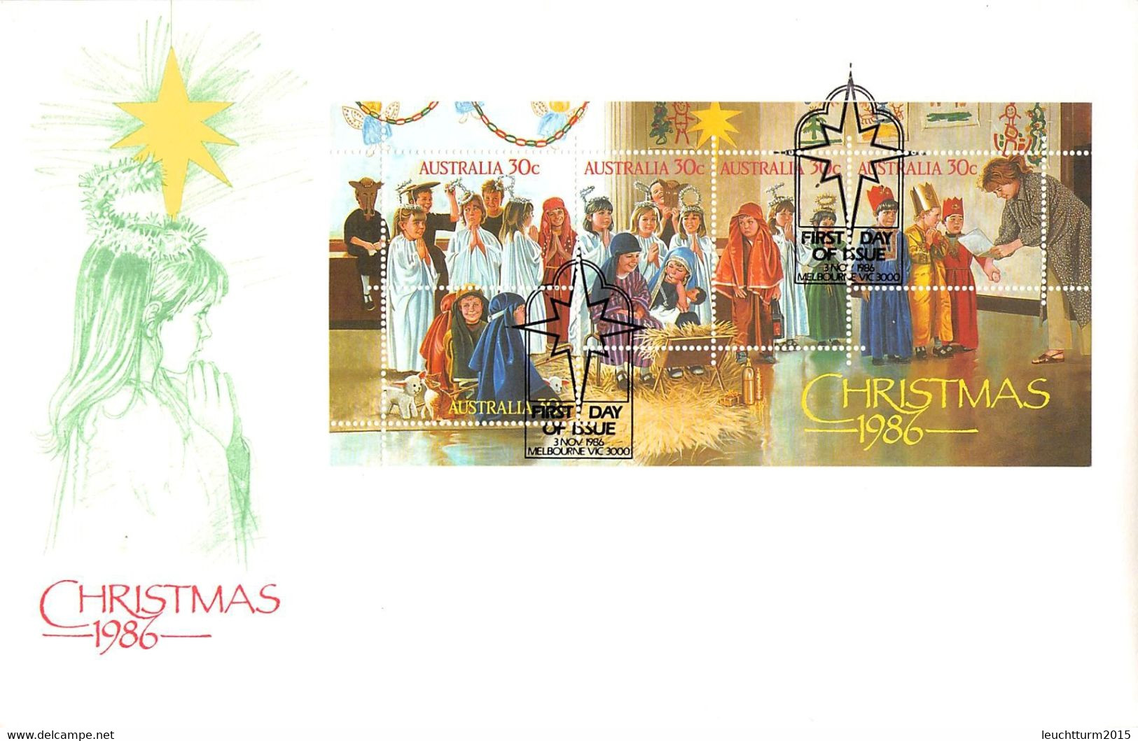 AUSTRALIA - FDC MINISHEET CHRISTMAS 1986  / YZ342 - First Flight Covers