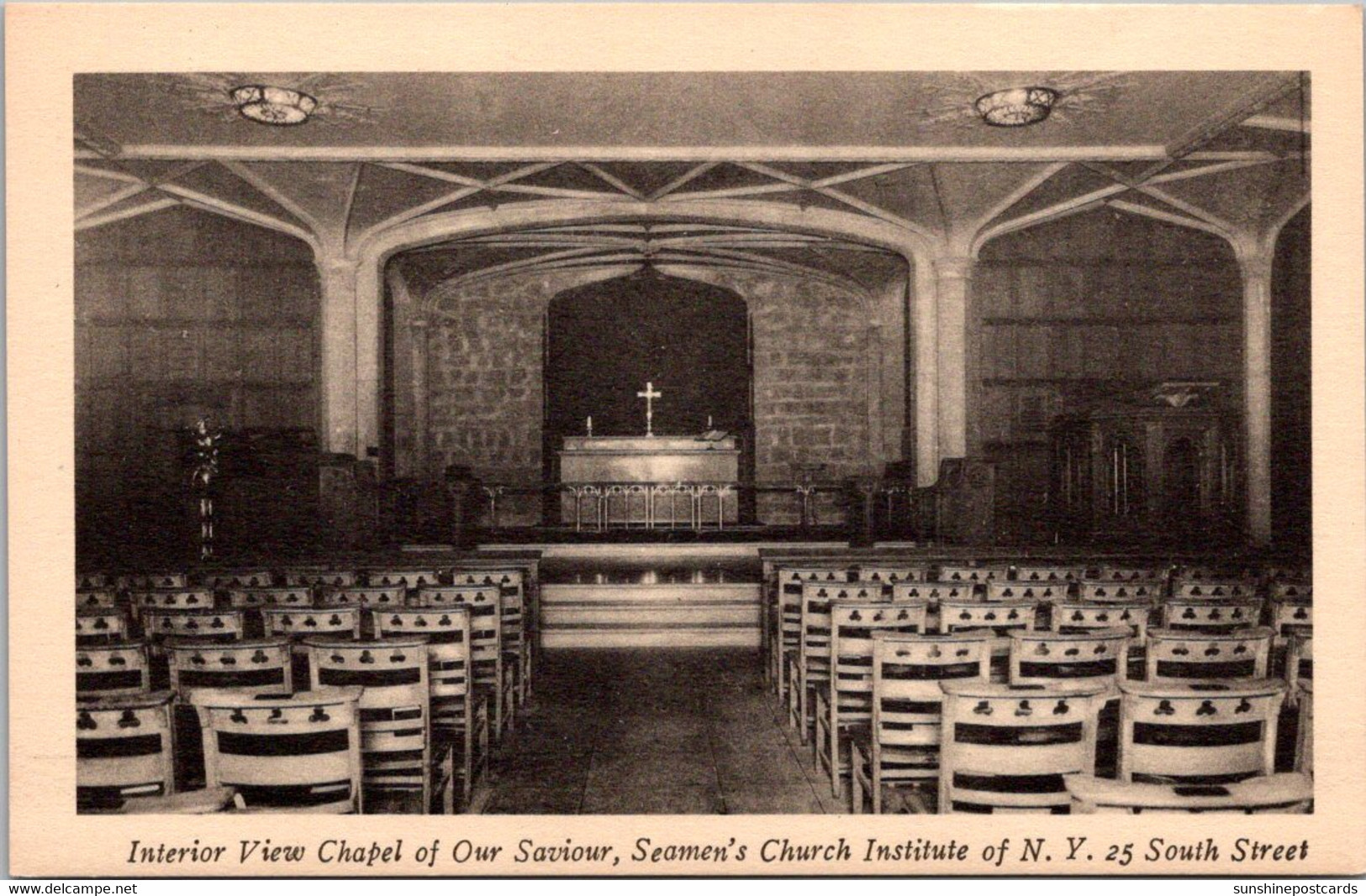 New York City Chapel Of Our Saviour Interior View Seaman's Church Institute - Églises