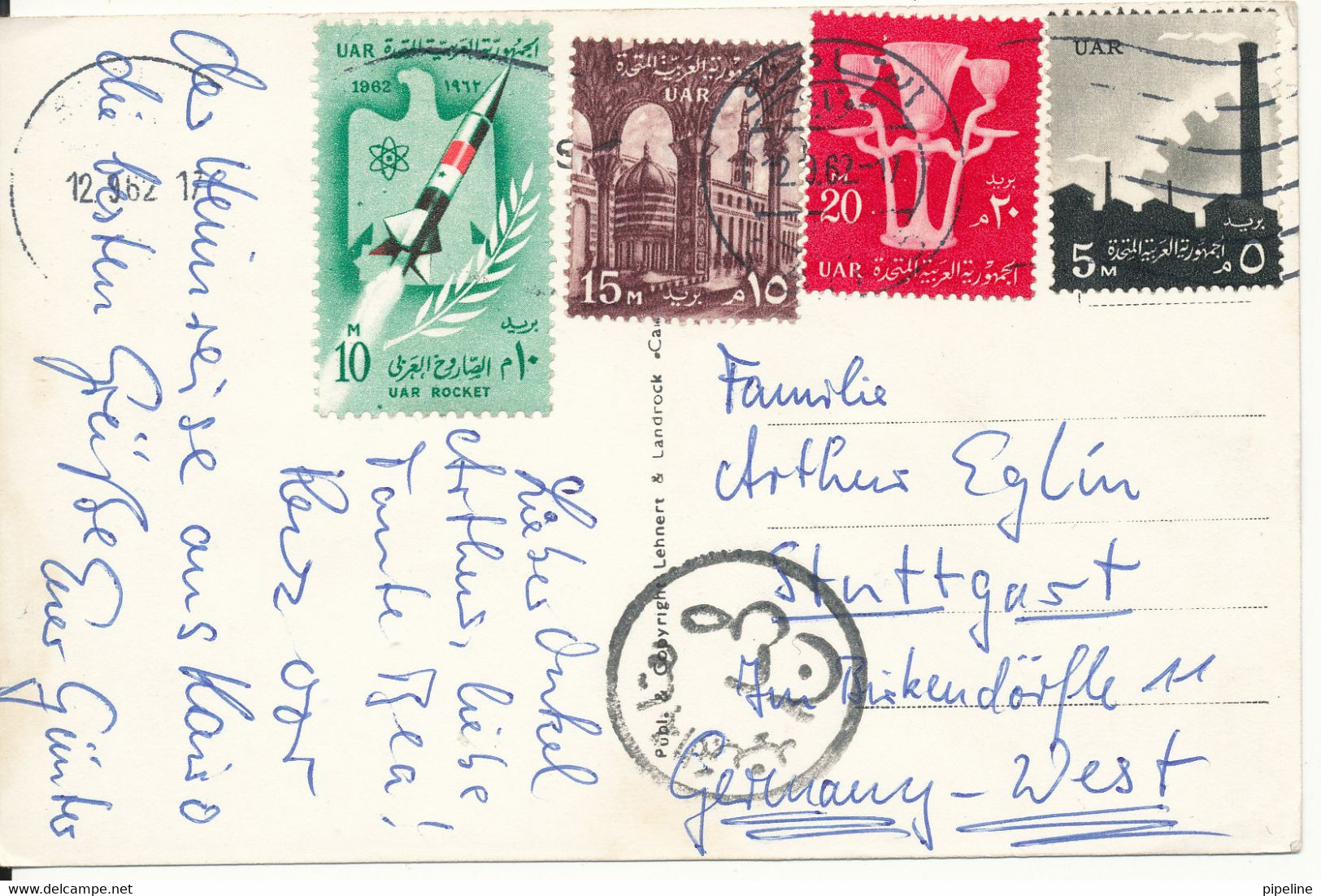 Egypt Postcard Sphinx Sent To Germany 12-9-1962 - Sphinx