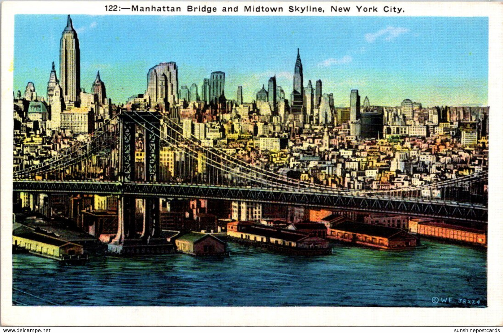 New York City Manhattan Bridge And Midtown Skyline - Bruggen En Tunnels