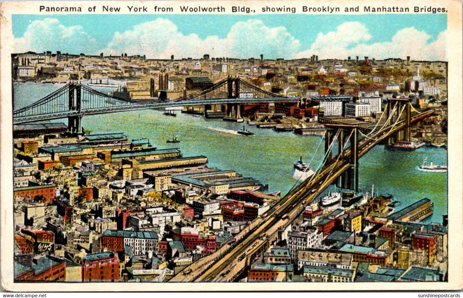 New York City Panorama Of New York From Woolworth Building Showing Brooklyn And Manhattan Bridge - Brücken Und Tunnel