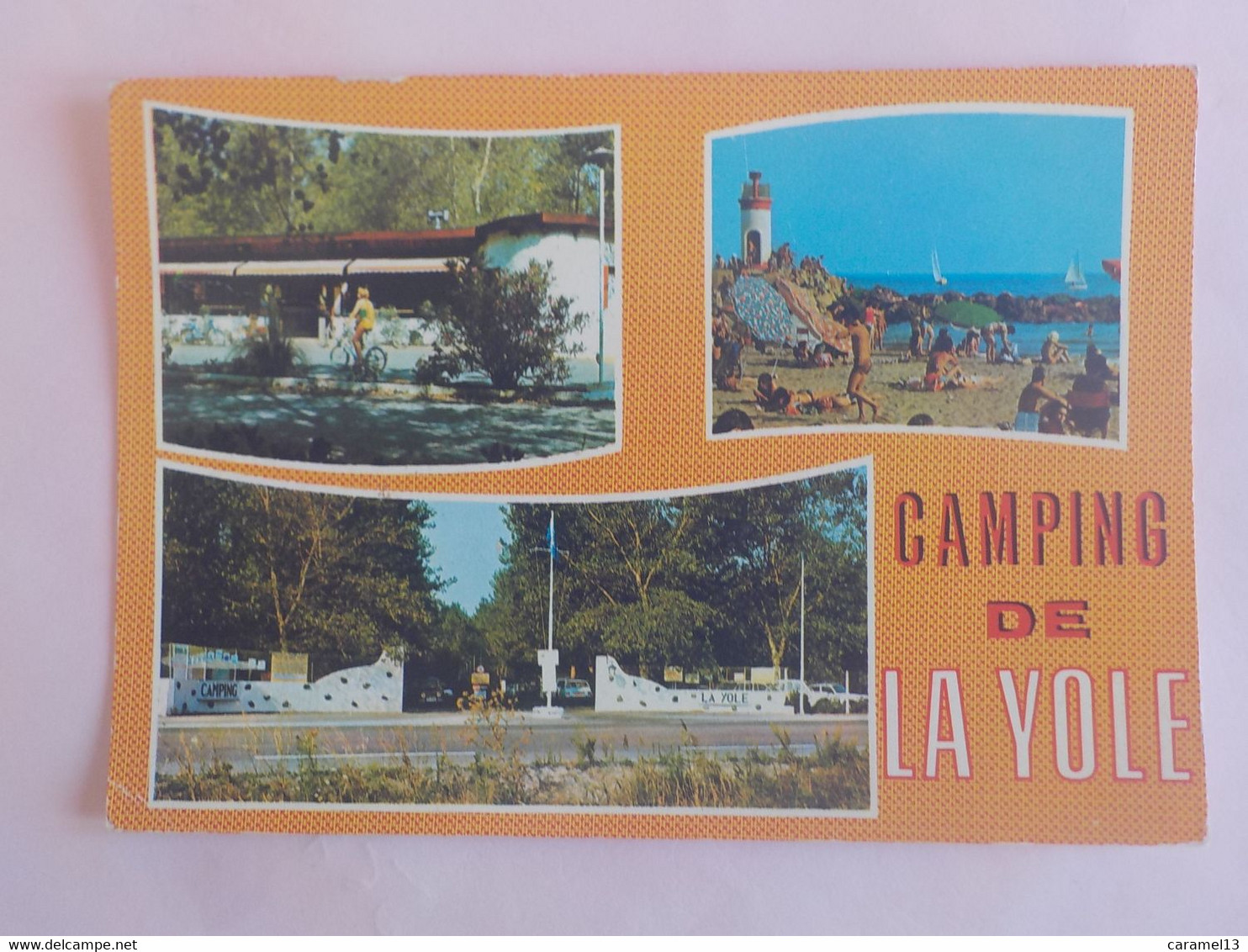 CPSM  AU + RAPIDE  VALRAS PLAGE CAMPING CARAVANING INTERNATIONAL LA YOLE  VOYAGEE TIMBRE DECOLLE - Altri & Non Classificati