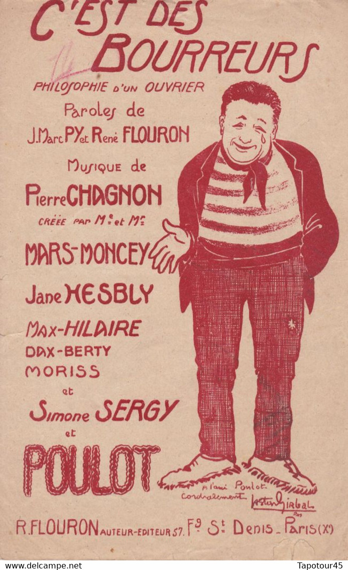 C'est Des Bourreurs 	Chanteur	Mars Moncey	Partition Musicale Ancienne > 	24/8/22 - Chant Soliste