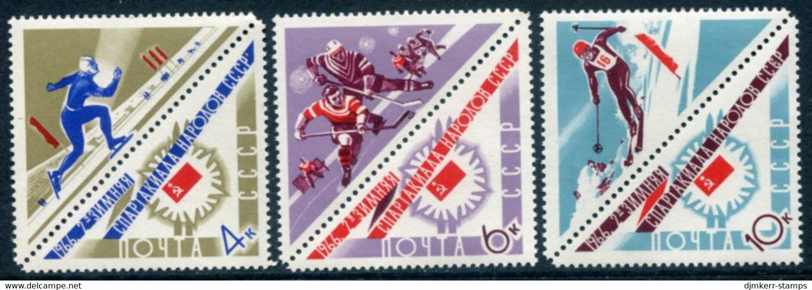 SOVIET UNION 1966 Winter Spartakiad MNH / **.  Michel 3221-23 - Unused Stamps