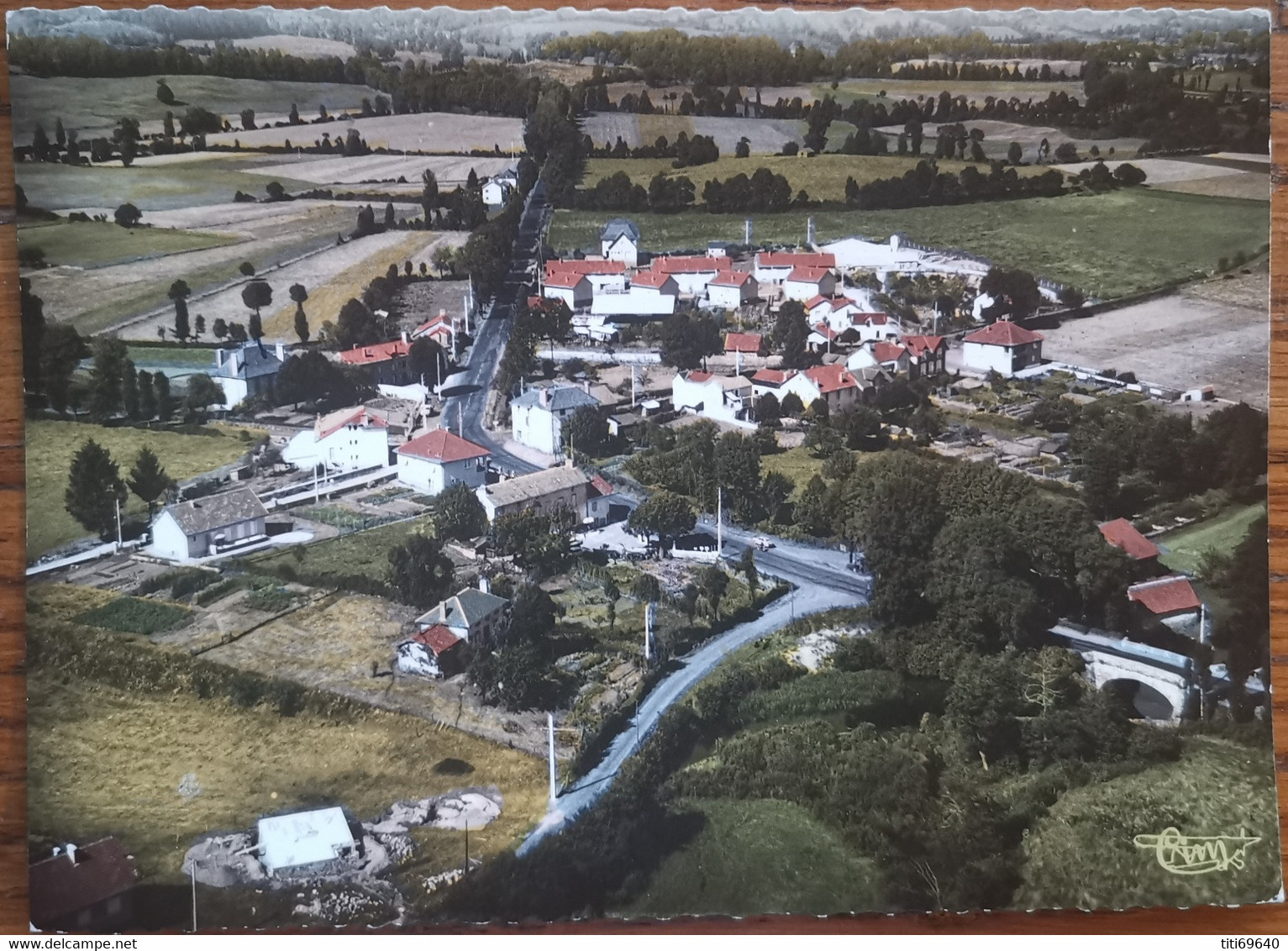 CPSM JUSSAC (15): Vue Aérienne Quartier Du Pont D'Authre - Jussac