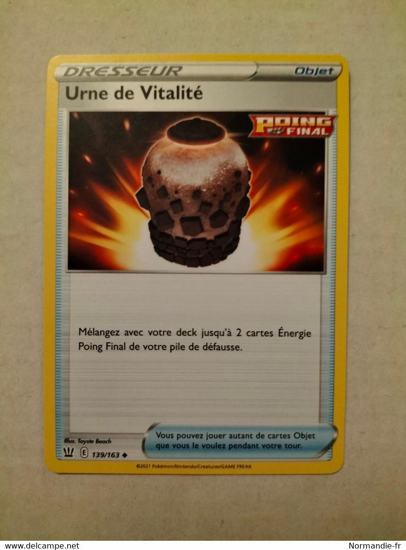 CARTE POKEMON DRESSEUR URNE DE VITALITÉ 139/163 SÉRIE ÉPÉE ET BOUCLIER STYLES DE COMBAT 2021 VF COMME NEUVE - Épée & Bouclier