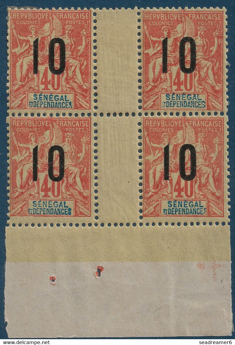 France Colonies Type Groupe Sénégal Bloc De 4 Interpanneau N°50Aa**/* Avec Variété 1 & 0 Espacés (case 36) TTB - Neufs