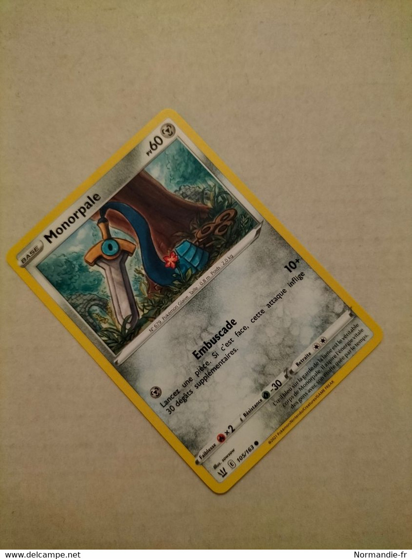 CARTE POKEMON MONORPALE 60PV 105/163 SÉRIE ÉPÉE ET BOUCLIER STYLES DE COMBAT 2021 VF TRÈS BON ETAT - Spada E Scudo