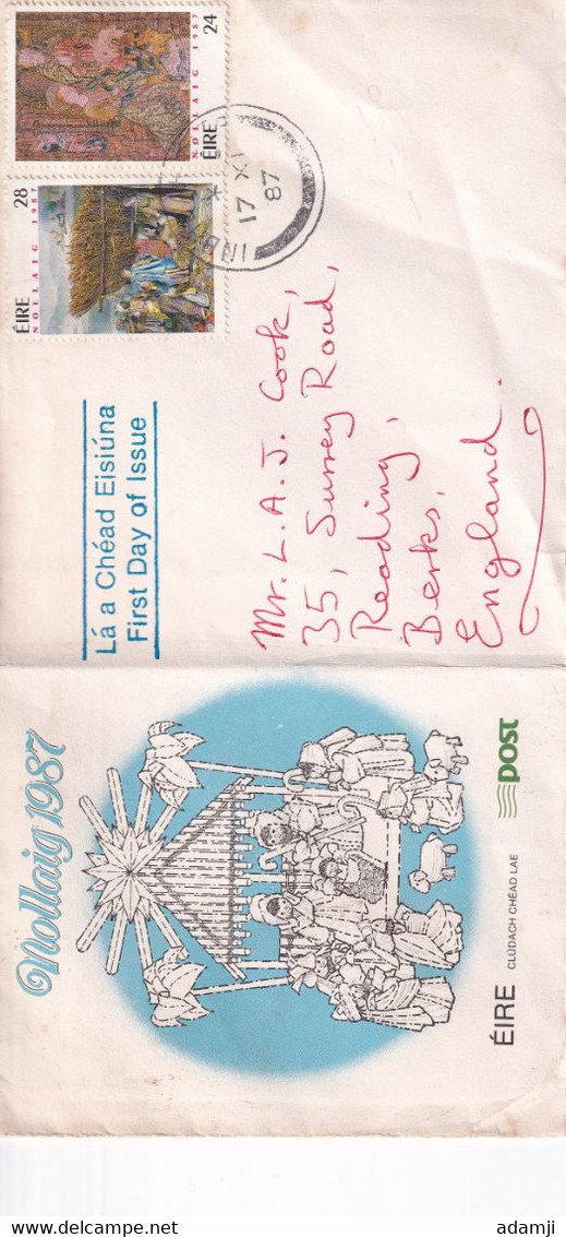 IRELAND 1987 COVER UK. - Lettres & Documents