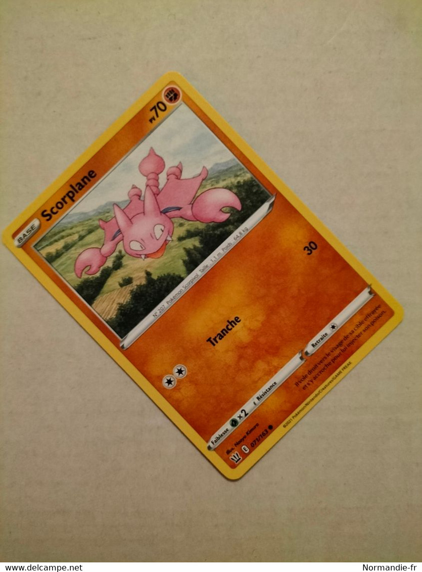 CARTE POKEMON SCORPLANE 70PV 071/163 SÉRIE ÉPÉE ET BOUCLIER STYLES DE COMBAT 2021 VF COMME NEUVE - Épée & Bouclier