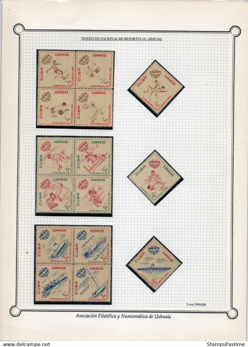CUBA Colección Nueva Montada En Filaband En Folios Años 1962-63: Todas Series Completas – Valorizada En € 200,00 - Collezioni & Lotti