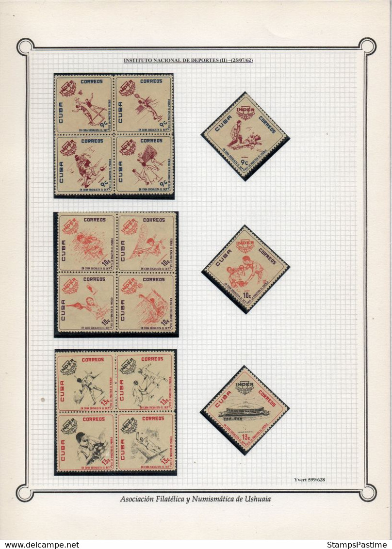 CUBA Colección Nueva Montada En Filaband En Folios Años 1962-63: Todas Series Completas – Valorizada En € 200,00 - Lots & Serien