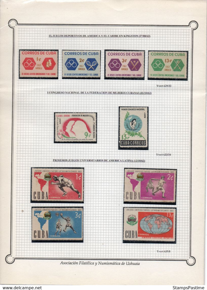 CUBA Colección Nueva Montada En Filaband En Folios Años 1962-63: Todas Series Completas – Valorizada En € 200,00 - Collezioni & Lotti