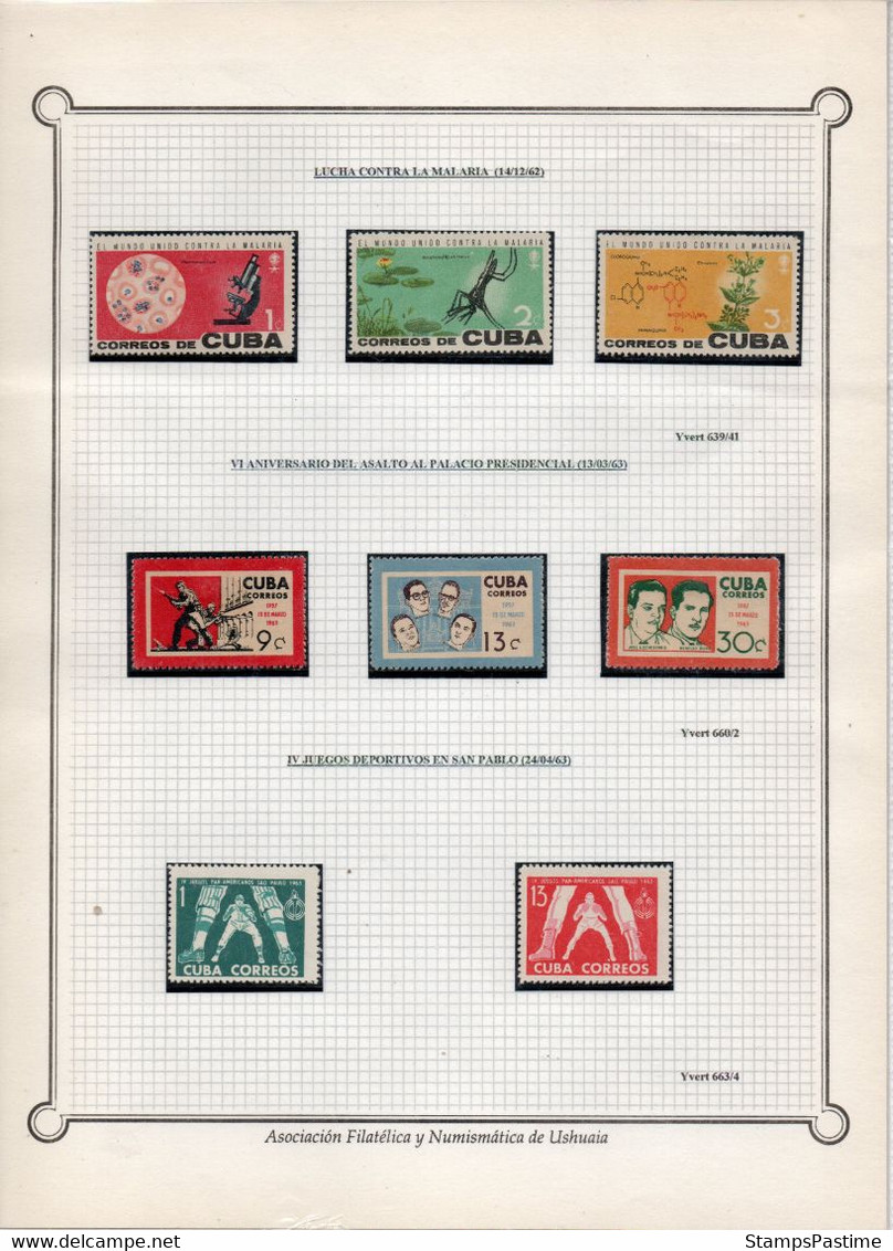 CUBA Colección Nueva Montada En Filaband En Folios Años 1962-63: Todas Series Completas – Valorizada En € 200,00 - Collezioni & Lotti