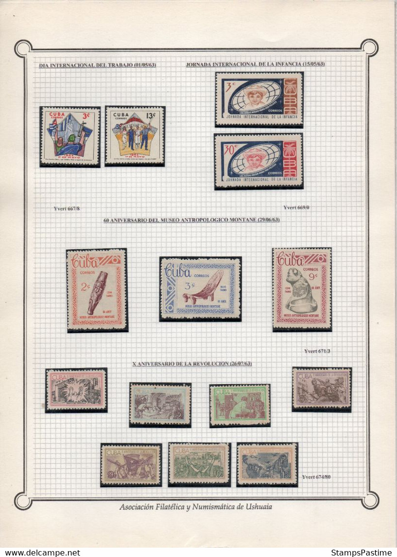 CUBA Colección Nueva montada en Filaband en Folios años 1962-63: todas Series Completas – Valorizada en € 200,00
