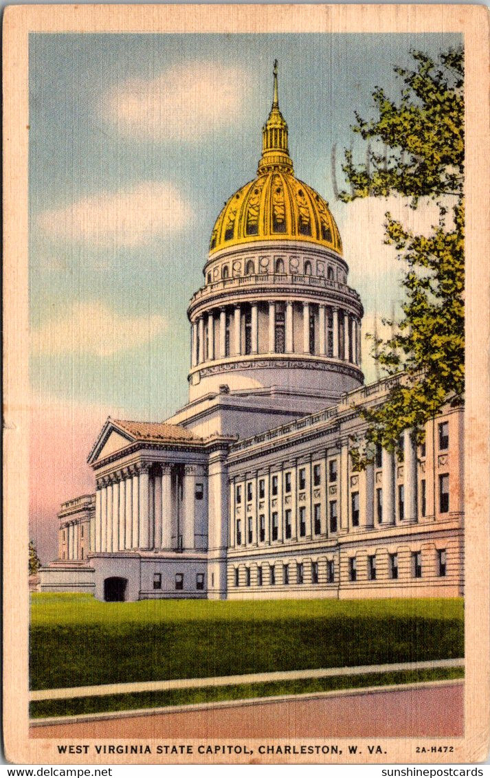 West Virginia Charleston State Capitol Building 1937 Curteich - Charleston