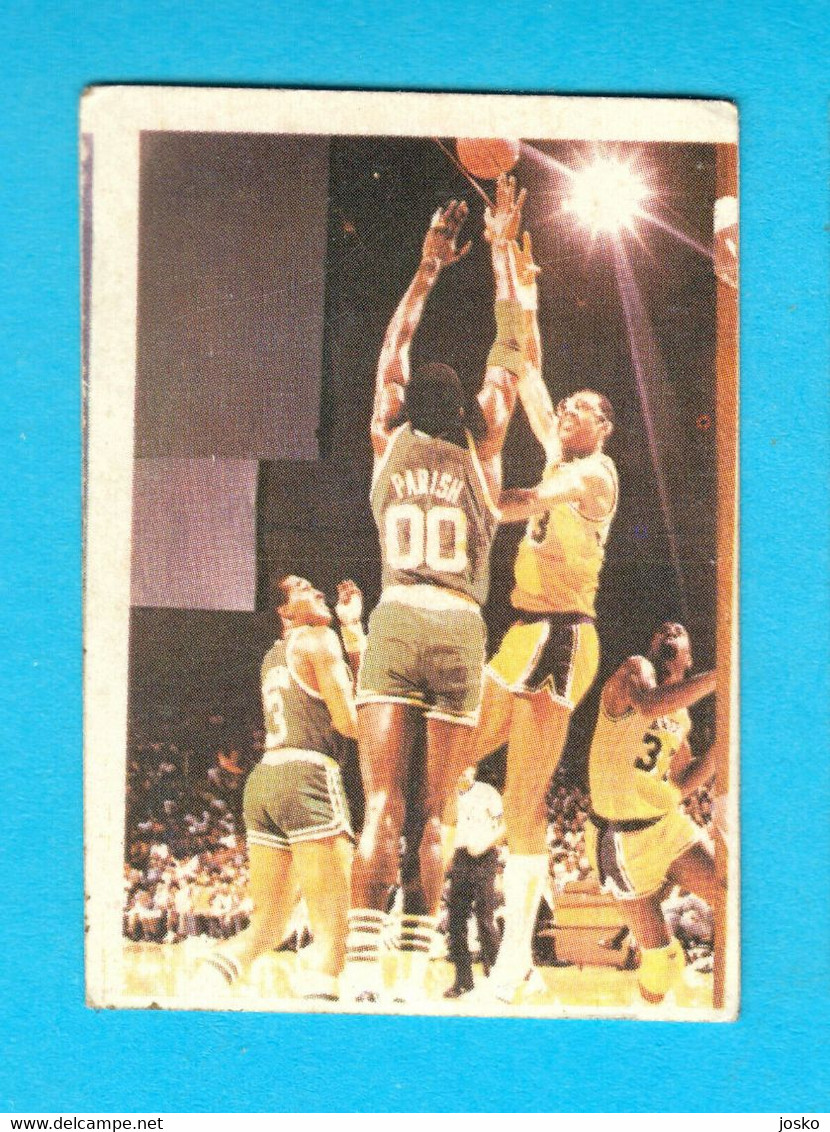 KAREEM ABDUL-JABBAR & ROBERT PARISH - Yugoslav Vintage Basketball Card * Los Angeles Lakers Pallacanestro Baloncesto - 1980-1989