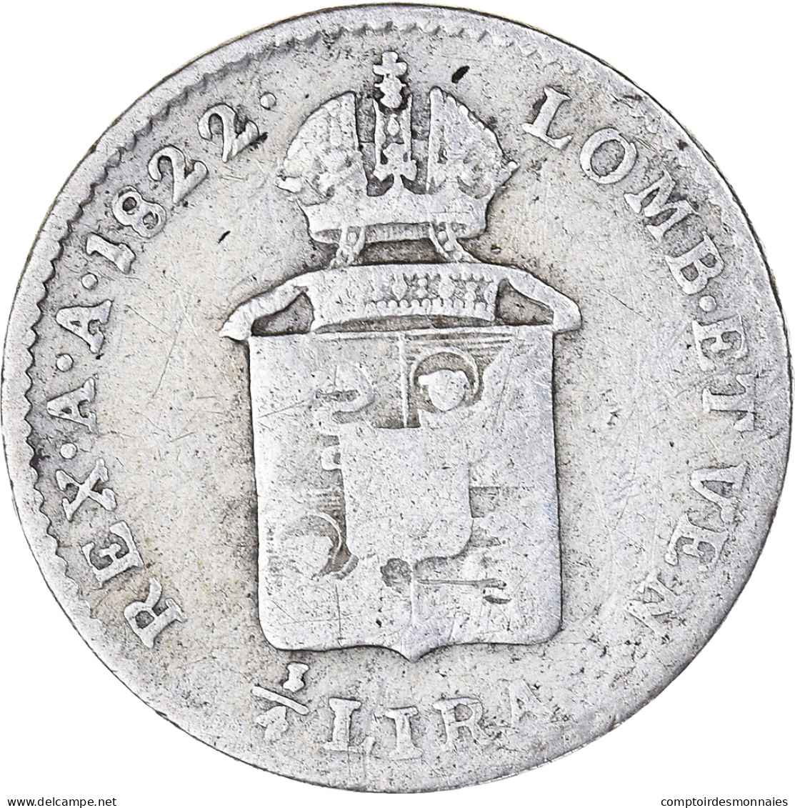 Monnaie, États Italiens, LOMBARDY-VENETIA, Franz I, 1/4 Lira, 1822, Venise, TB - Lombardo-Veneto