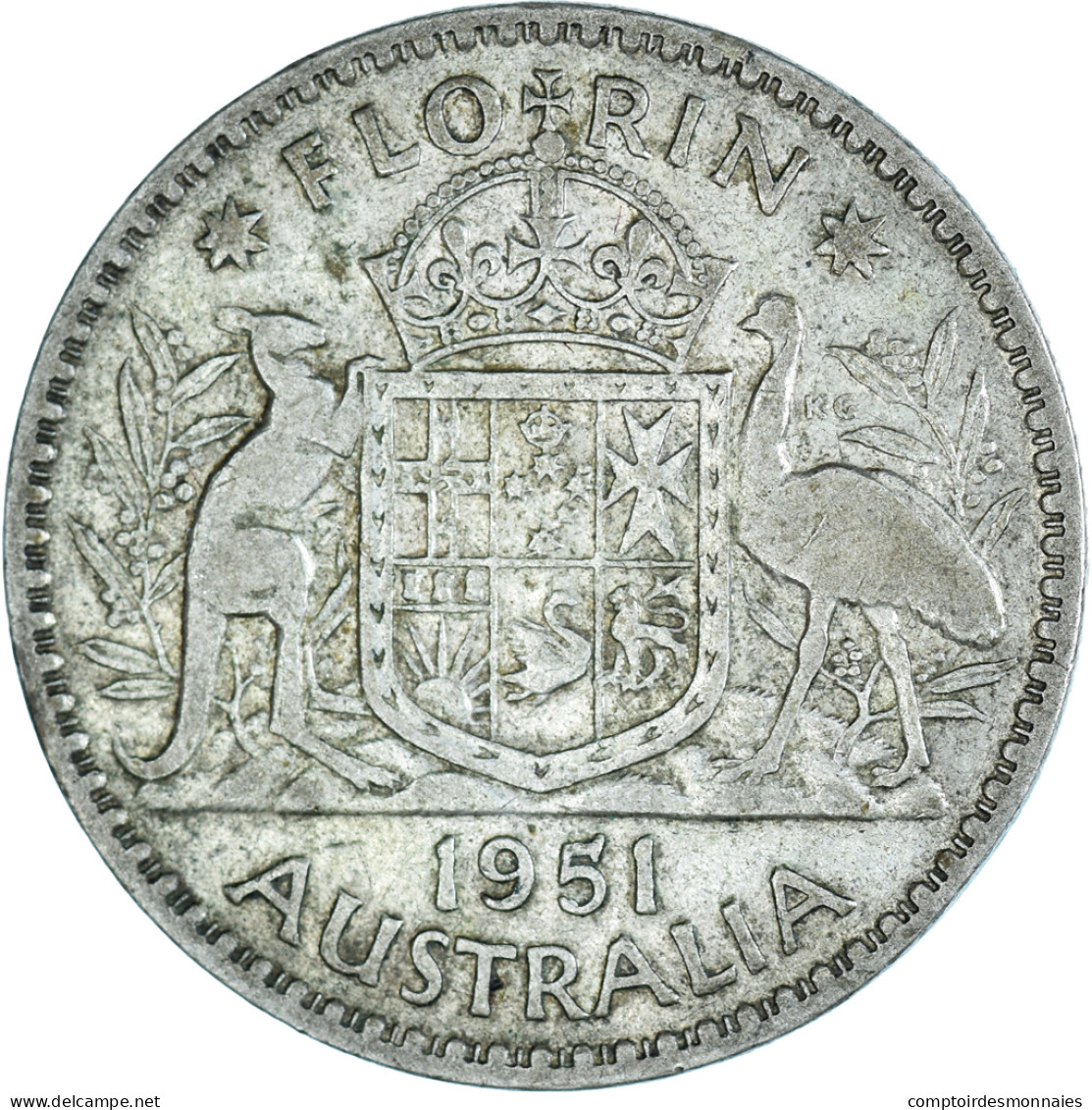 Monnaie, Australie, George VI, Florin, 1951, Melbourne, TTB, Argent, KM:48 - Florin
