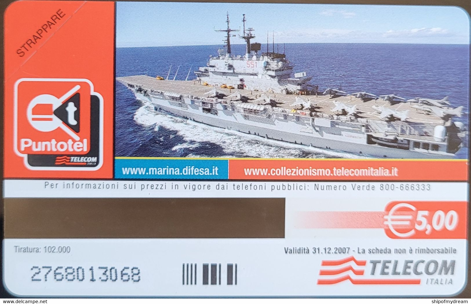 Italy. Telecom. F4269. Marina Militare Italiana - Nave Garibaldi. Ship Garibaldi. Mint. - Pubbliche Tematiche