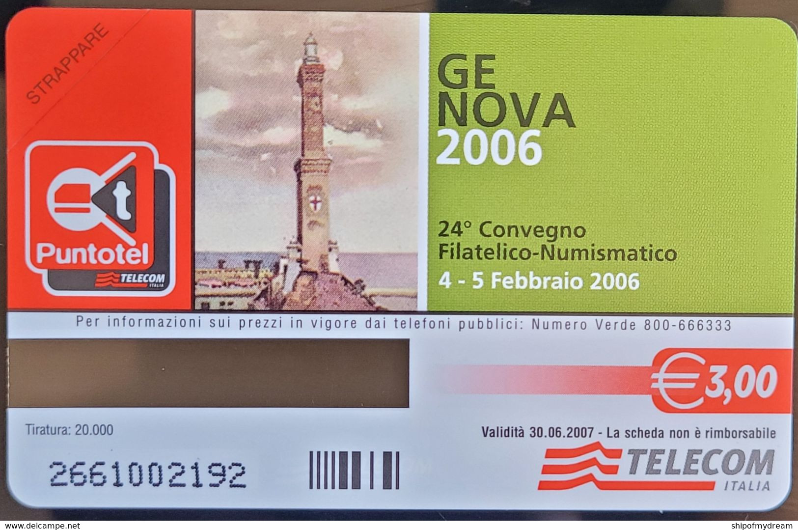 Italy. Telecom. F4218. Genova 2006 - Cristoforo Colombo. Ships. Mint. - Pubbliche Tematiche