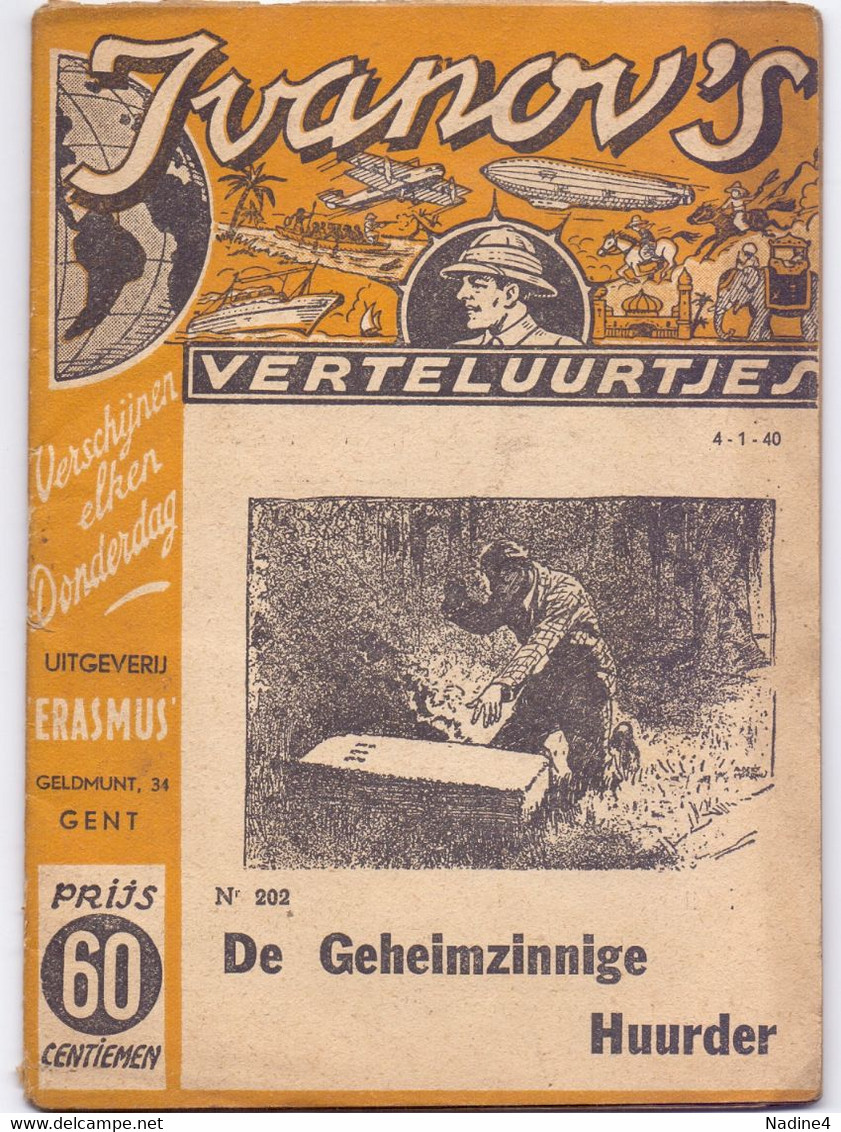 Tijdschrift Ivanov's Verteluurtjes - N° 202 - De Geheimzinnige Huurder - Sacha Ivanov - Uitg. Erasmus Gent - 1940 - Jeugd