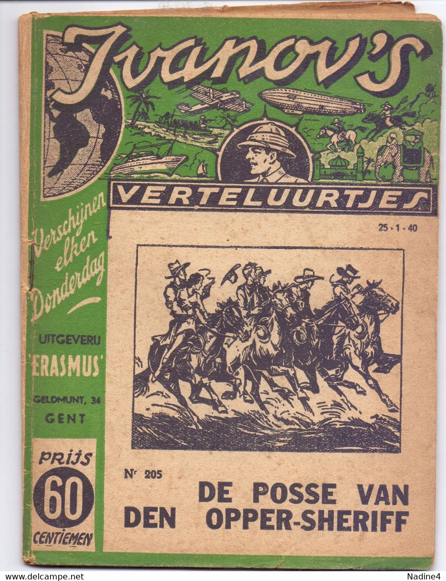 Tijdschrift Ivanov's Verteluurtjes - N° 205 - De Posse Van Den Opper Sheriff - Sacha Ivanov - Uitg. Erasmus Gent - 1940 - Jugend