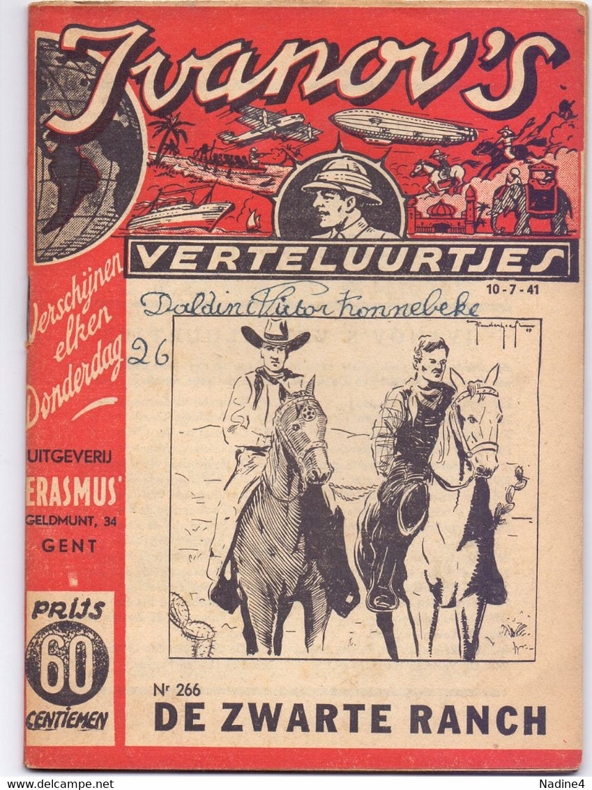 Tijdschrift Ivanov's Verteluurtjes - N° 266 - De Zwarte Ranch - Sacha Ivanov - Uitg. Erasmus Gent - 1941 - Kids