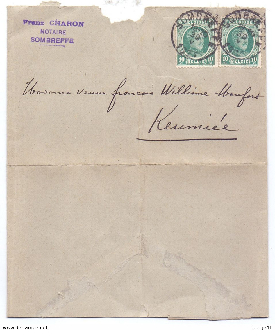 Carte Lettre - Omslagbrief - Franz Charon Sombreffe à Keumiée - 1923 - Briefumschläge