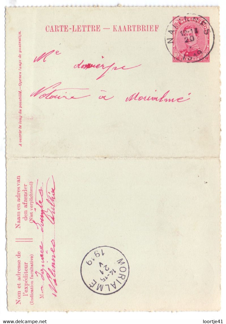 Carte Lettre - Omslagbrief - Malines à Morialme - 1919 - Briefumschläge