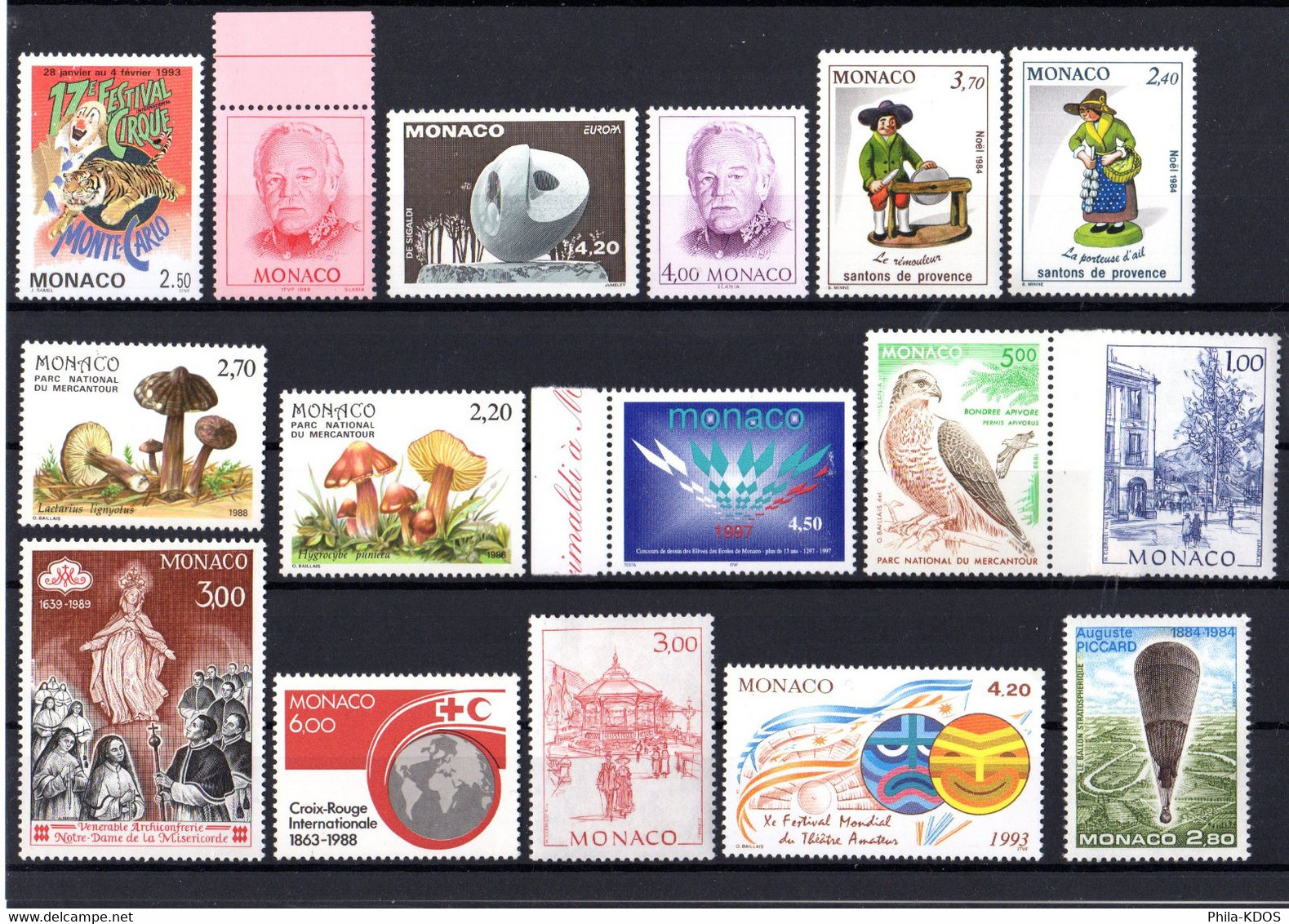 Sous La Faciale : " LOT DE TIMBRES NEUFS ** MNH DE MONACO " Avec Carte De Présentation. - Collections, Lots & Series