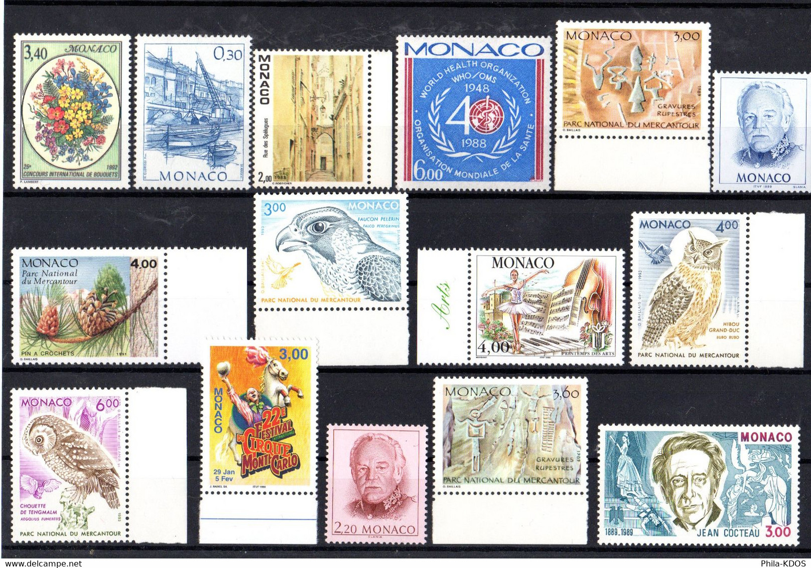 Sous La Faciale : " LOT DE TIMBRES NEUFS ** MNH DE MONACO " Avec Carte De Présentation. - Lots & Serien